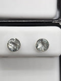 Sterling Silver Topaz Round Bezel Set Studs Earrings