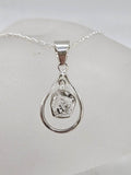 Sterling Silver Herkimer Diamond Freeform Teardrop / Pear Shape Pendant on Silver Chain