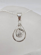Sterling Silver Herkimer Diamond Freeform Teardrop / Pear Shape Pendant on Silver Chain
