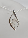 Sterling Silver Herkimer Diamond Freeform in Curved Shape Pendant on Silver Chain