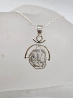 Sterling Silver Herkimer Diamond Freeform in Arch Shape Drop Pendant on Silver Chain