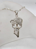 Sterling Silver Herkimer Diamond Ornate Cluster Pendant on Silver Chain