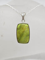 Sterling Silver Gaspeite Rectangular Bezel Set Pendant on Silver Chain