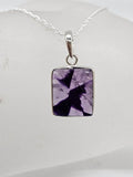 Sterling Silver Trapiche Amethyst Square / Rectangular Pendant on Silver Chain