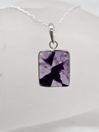 Sterling Silver Trapiche Amethyst Square / Rectangular Pendant on Silver Chain