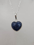 Sterling Silver Kyanite Carved Heart Pendant on Silver Chain