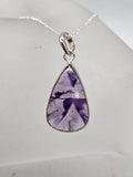 Sterling Silver Trapiche Amethyst Star Tear Drop / Pear Shaped Pendant on Silver Chain