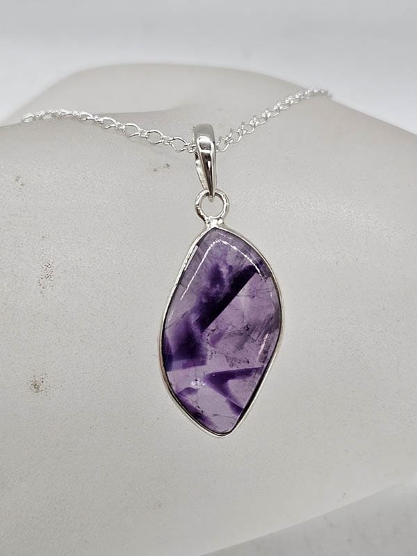 Sterling Silver Trapiche Amethyst Star Free Form Pendant on Silver Chain
