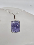 Sterling Silver Tanzanite Square / Rectangular Bezel Set Pendant on Silver Chain