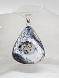 Sterling Silver Dendritic / Dendrite Agate Large Teardrop Pear Shaped Pendant on Silver Chain