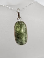 Sterling Silver Oval Bezel Set Pendant on Silver Chain