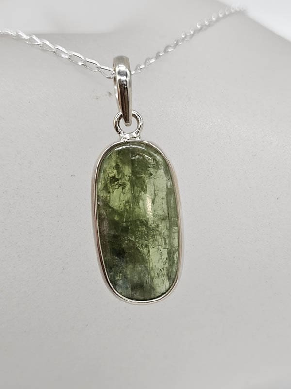 Sterling Silver Oval Bezel Set Pendant on Silver Chain