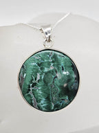 Sterling Silver Large Bezel Set Round / Circle Pendant on Silver Chain