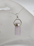 Sterling Silver Rectangular Kunzite Pendant on Silver Chain
