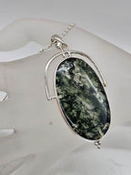 Sterling Silver Seraphinite Large Oval Pendant on Silver Chain