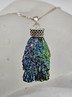 Sterling Silver Black Titanium Kyanite Long Multi-Colour Pendant on Silver Chain
