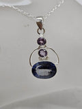 Sterling Silver Mystic Quartz / Mystic Topaz Oval with Amethyst Pendant on Silver Chain