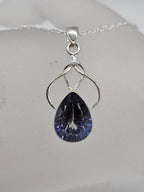 Sterling Silver Mystic Quartz / Mystic Topaz Teardrop Shape Twist Top Pendant on Silver Chain
