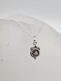 Sterling Silver Mystic Topaz / Quartz Dainty Round Pendant on Silver Chain