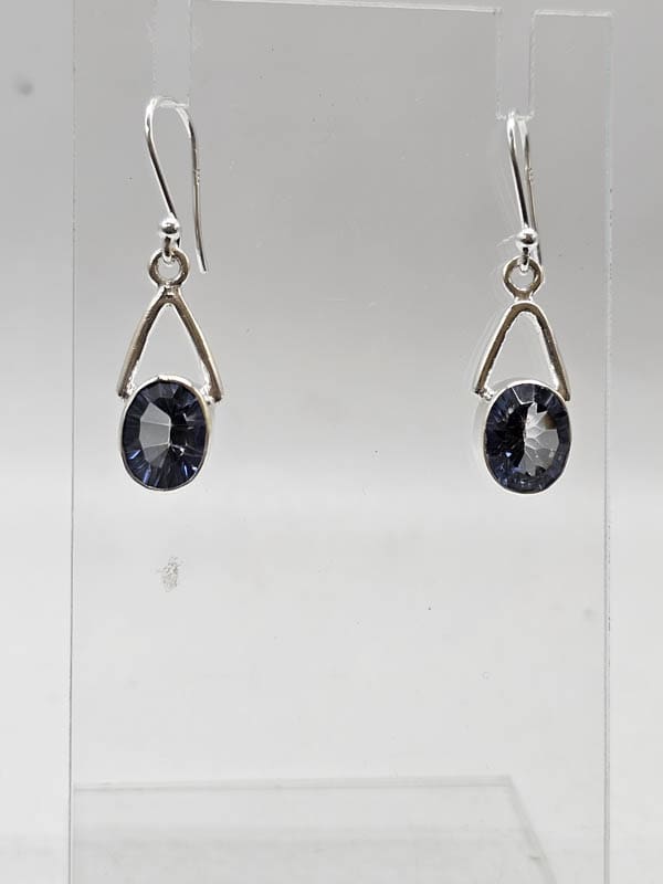 Sterling Silver Mystic Quartz / Topaz Oval on Triangle Drop Earrings