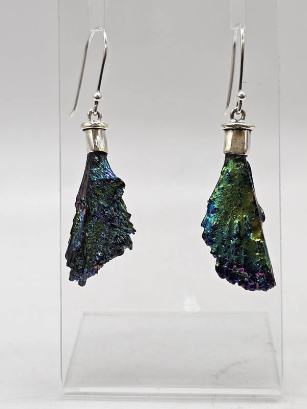 Sterling Silver Black Titanium Kyanite Drop Earrings