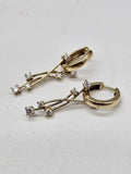 9ct Yellow Gold Cubic Zirconia Twisted Line Hoop Drop Earrings