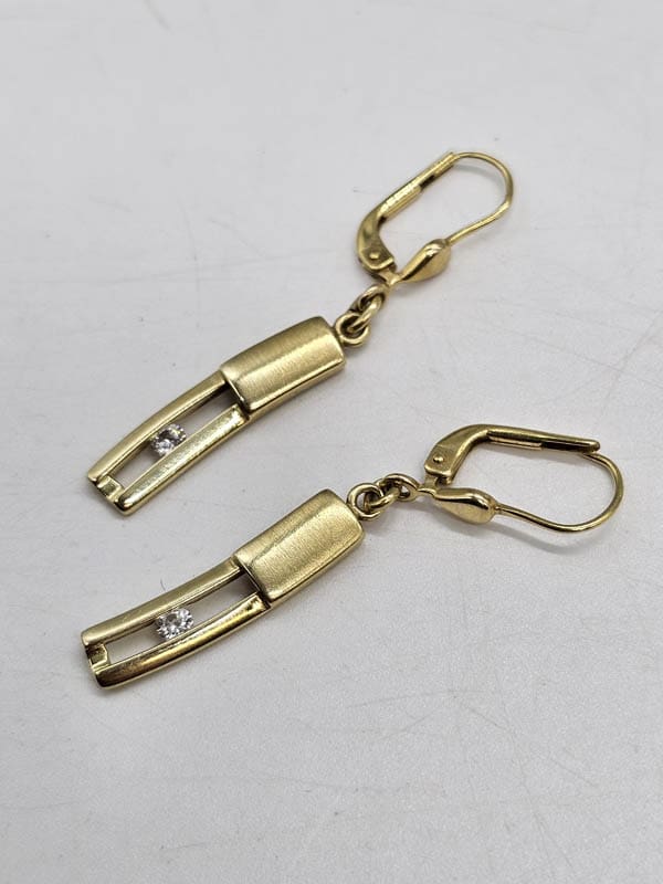 9ct Yellow Gold Cubic Zirconia Long Line Drop Earrings