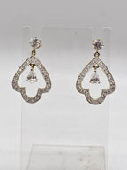 9ct Yellow Gold Cubic Zirconia Ornate Design Chandelier Drop Earrings