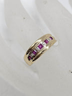 9ct Yellow Gold Natural Ruby and Diamond Ring - Wide Band Shape
