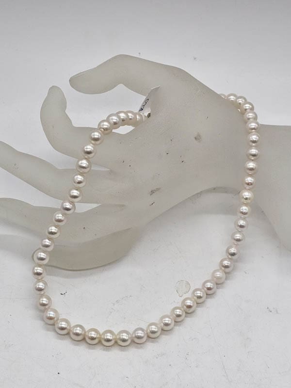 Sterling Silver Floral Clasp Pearl Strand Necklace / Chain - Antique / Vintage