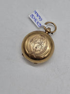 9ct Yellow Gold Round Sovereign Case - Monogrammed / Initialled - Vintage / Antique