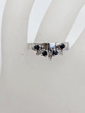 18ct White Gold Diamond and Natural Sapphire Half Round Eternity Ring / Wedding Ring - Antique / Vintage