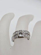 18ct White Gold Diamond Princess Cut Channel Set Square Engagement Ring and Wedding Ring Set