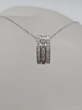 9ct White Gold Diamond Channel Set 3 Row Rectangular Pendant on Gold Chain