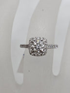 18ct White Gold Diamond Round in Square Halo Setting Cluster Engagement Ring / Dress Ring