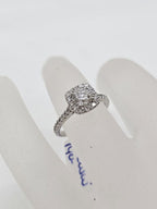 18ct White Gold Diamond Round in Square Halo Setting Cluster Engagement Ring / Dress Ring