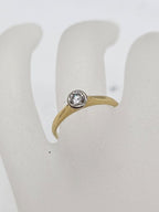 18ct Yellow Gold and White Gold Bezel Set Diamond Solitaire Engagement Ring