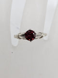 9ct Yellow Gold and White Gold Garnet Solitaire Claw Set Ring - Antique / Vintage