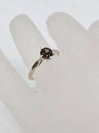 18ct Yellow Gold Smokey Quartz Solitaire Claw Set Ring - Antique / Vintage