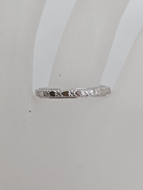 18ct White Gold Pretty Patterned Wedding Band / Wedding Ring - Antique / Vintage
