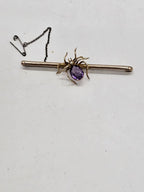 9ct Yellow Gold Amethyst and Seed Pearl Spider Brooch - Antique / Vintage