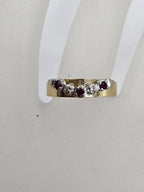 18ct Yellow Gold Natural Ruby and Diamond Half Round Eternity Ring / Wedding Ring - Antique / Vintage