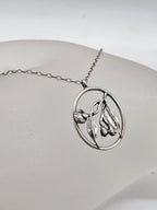 Sterling Silver Gumnut with Gum Leaves / Leaf Australian Melbourne Designer Oval Open Design Pendant on Silver Chain - Vintage
