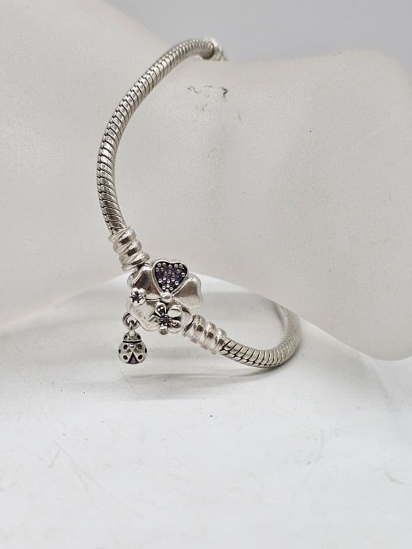 Sterling Silver Flower Clasp Pandora Bracelet