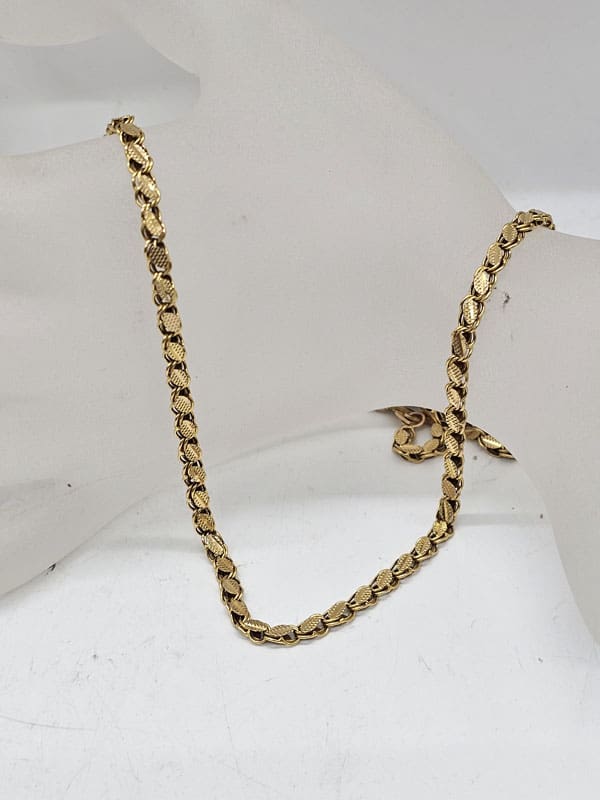 9ct Yellow Gold Long Flat Curb Link Necklace / Chain