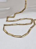 9ct Yellow Gold Unusual Elongated Link Necklace / Chain - Vintage