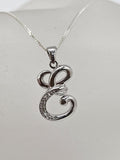 Sterling Silver Diamond Initial E Pendant on Silver Chain