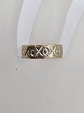 9ct Yellow Gold Wide X O Design Wedding Band / Wedding Ring - Antique / Vintage