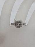 9ct White Gold Diamond Square Cluster Ring - Engagement Ring / Dress RIng