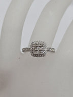 9ct White Gold Diamond Square Cluster Ring - Engagement Ring / Dress RIng